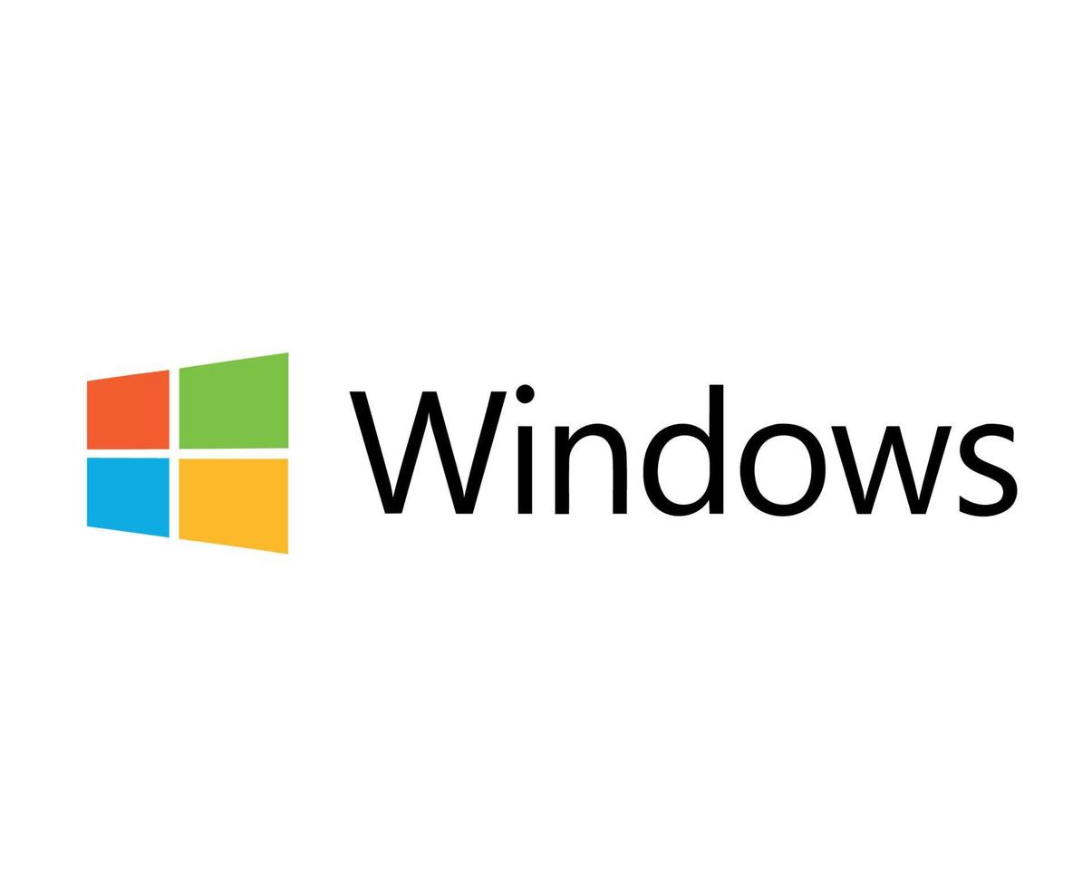 fönster symbol varumärke logotyp med namn design Microsoft programvara vektor illustration