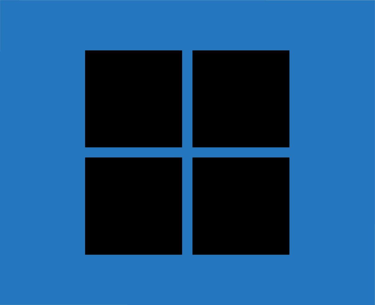 Fenster Marke Logo Symbol schwarz Design Microsoft Software Vektor Illustration mit Blau Hintergrund