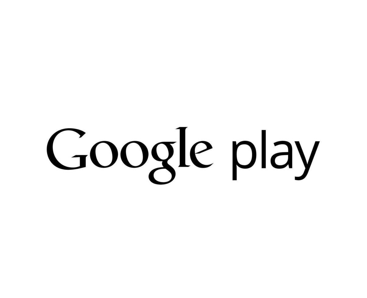 Google spela programvara mobil logotyp symbol med namn svart design vektor illustration