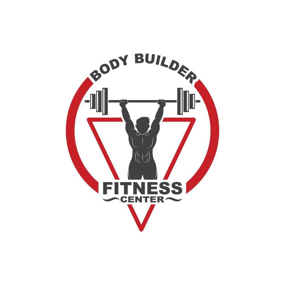 Bodybuilder Fitness Fitnessstudio Symbol Logo Abzeichen Vektor Illustration
