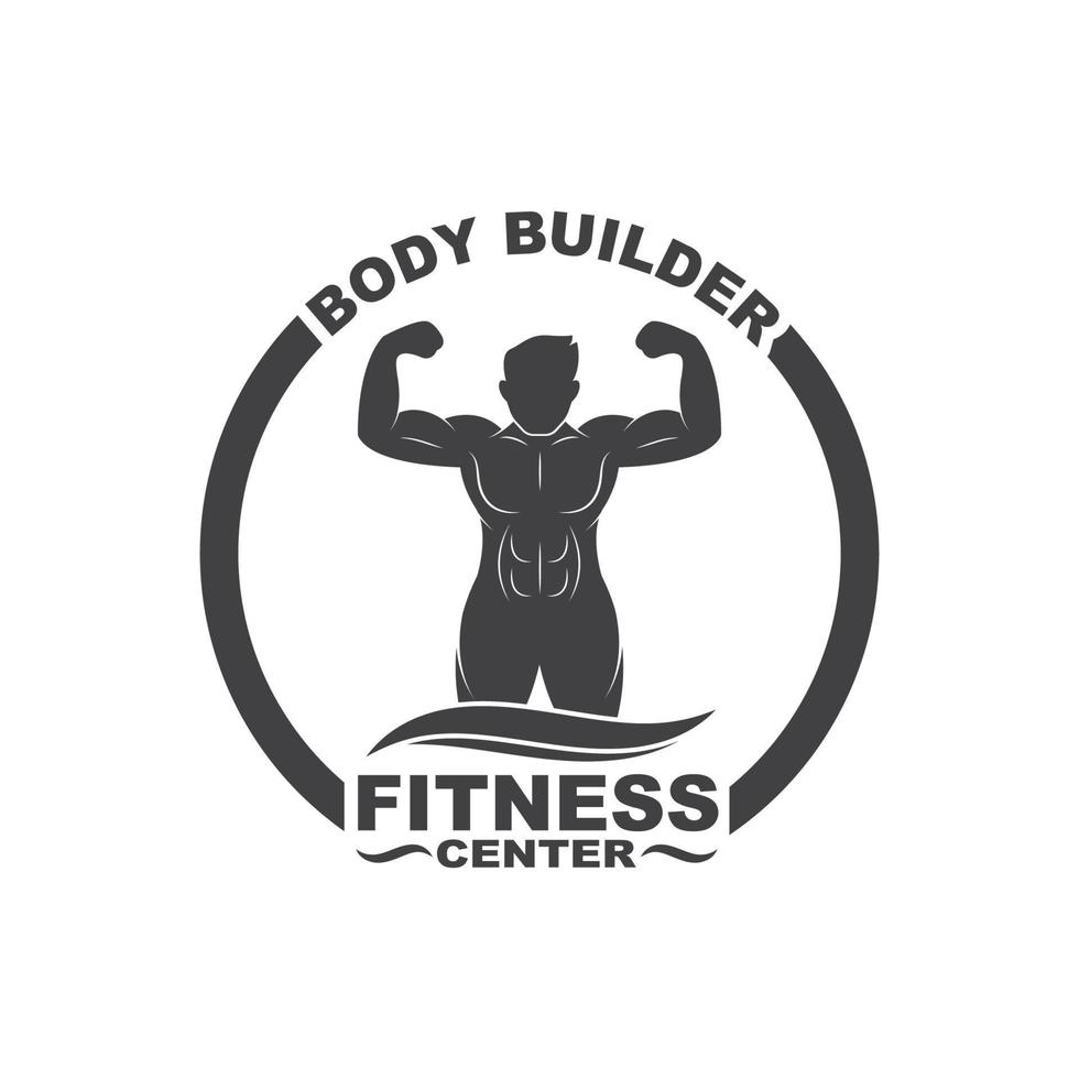 kroppsbyggare kondition Gym ikon logotyp bricka vektor illustration