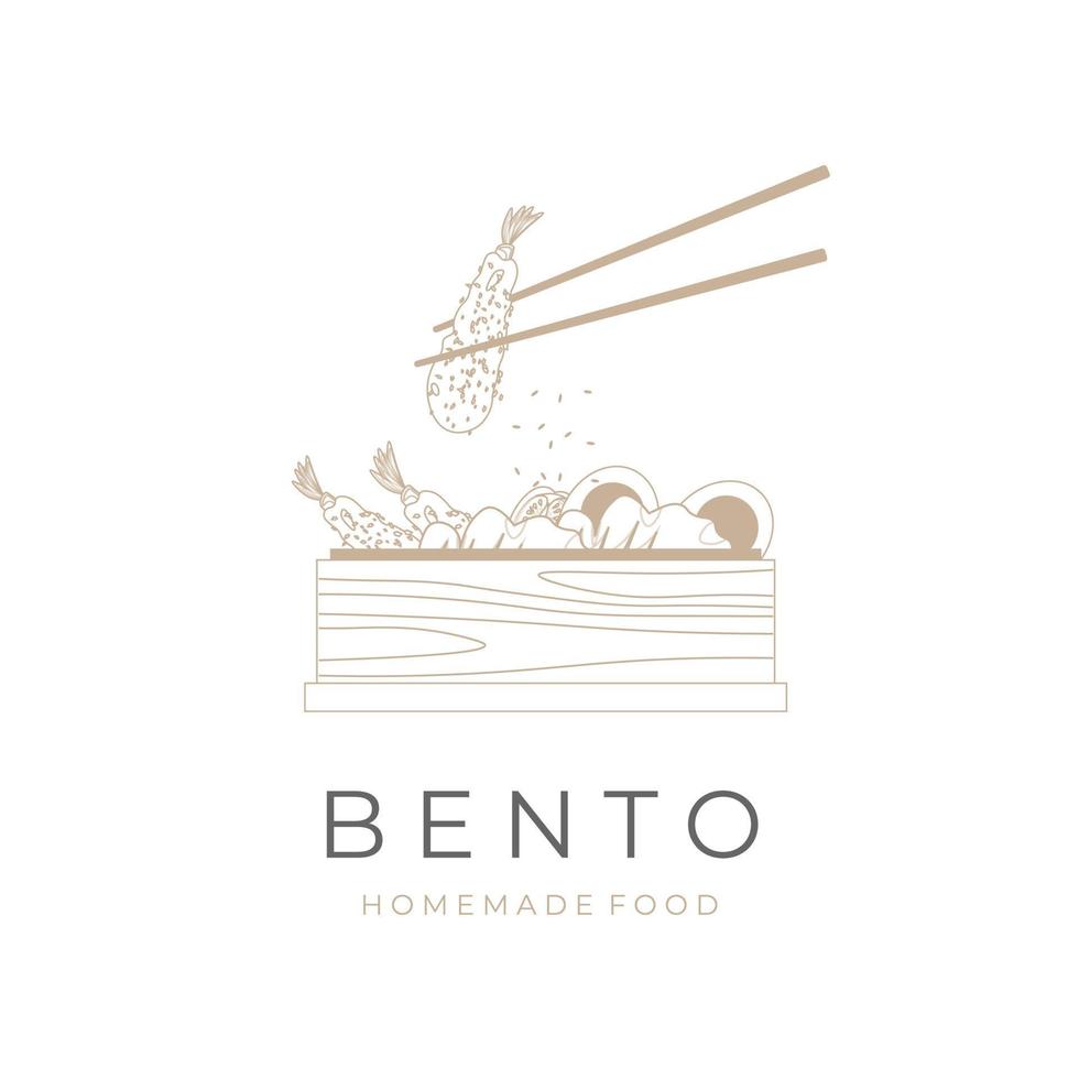 japanisch Bento Mittagessen Box einfach Vektor Illustration Logo