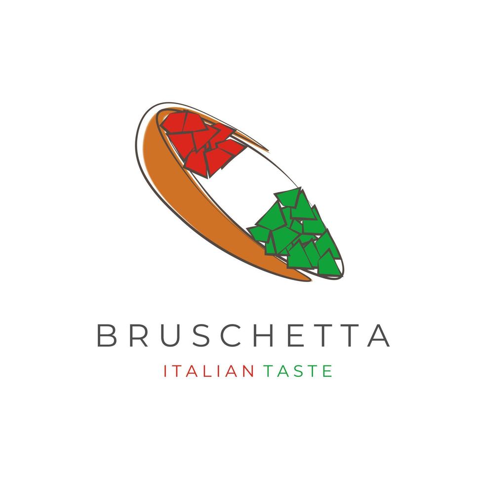 italiensk bruschetta bröd enkel vektor illustration logotyp