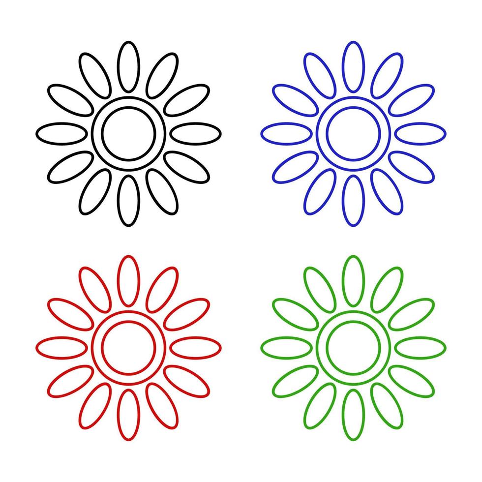 Satz Blumen auf weißem Hintergrund vektor