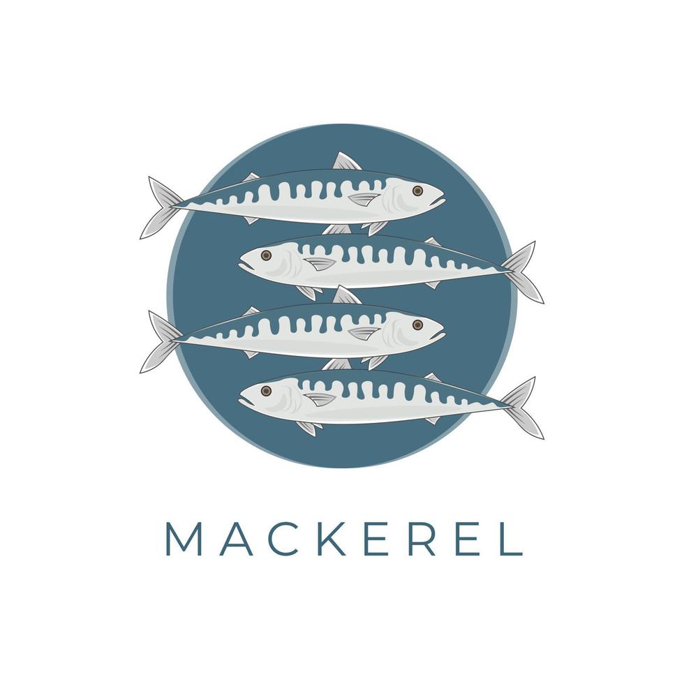 frisch Blau Makrele Fisch einfach Illustration Logo vektor