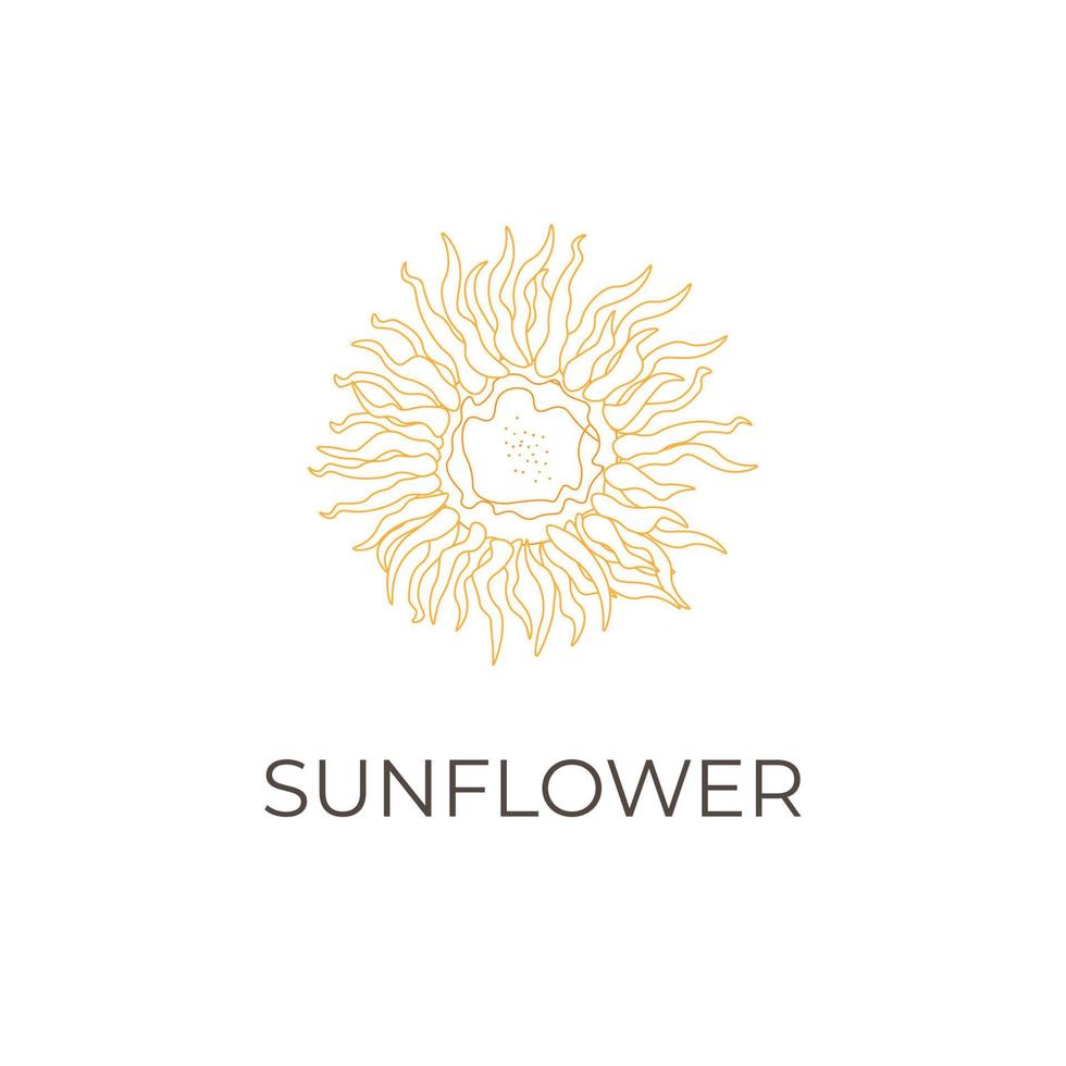 Sonnenblume Linie Kunst Vektor Illustration Logo