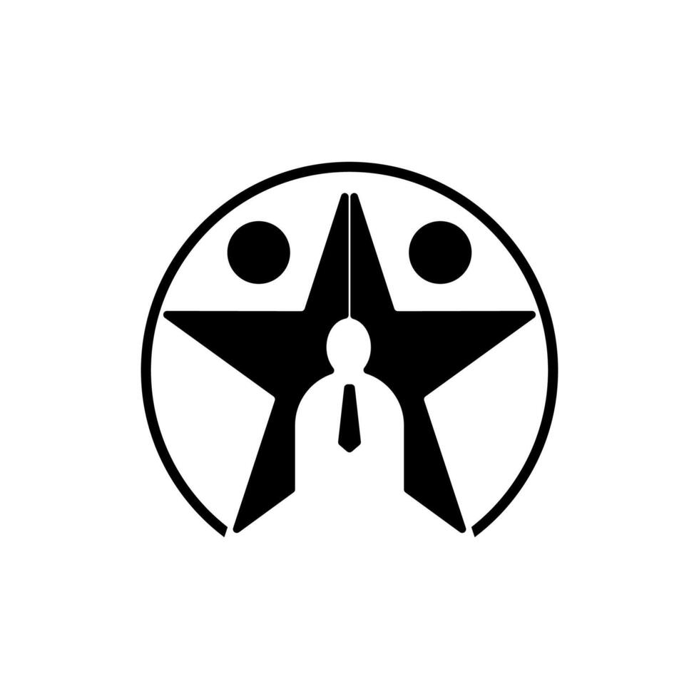 Zusammenarbeit Symbol. Geschäftsmann und Star unterzeichnen. Zusammenarbeit Symbol. vektor