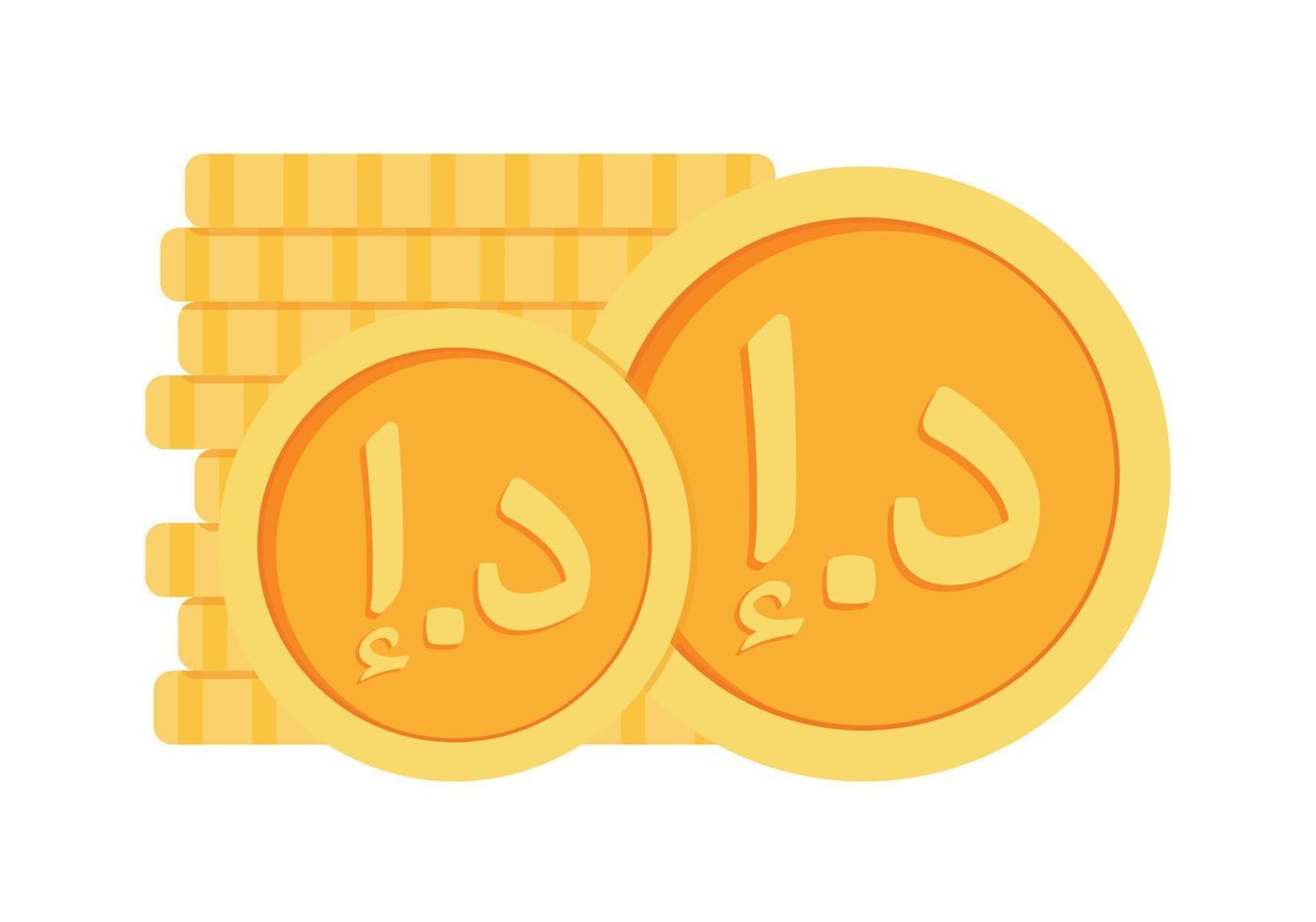VAE dirham Münzen Geld Währung Symbol Clip Art zum Geschäft und Finanzen im animiert Elemente Vektor Illustration