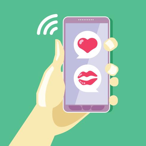 Hand halten Smartphone mit Dating Chat vektor