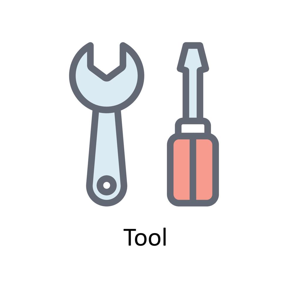 verktyg vektor fylla översikt ikoner. enkel stock illustration stock