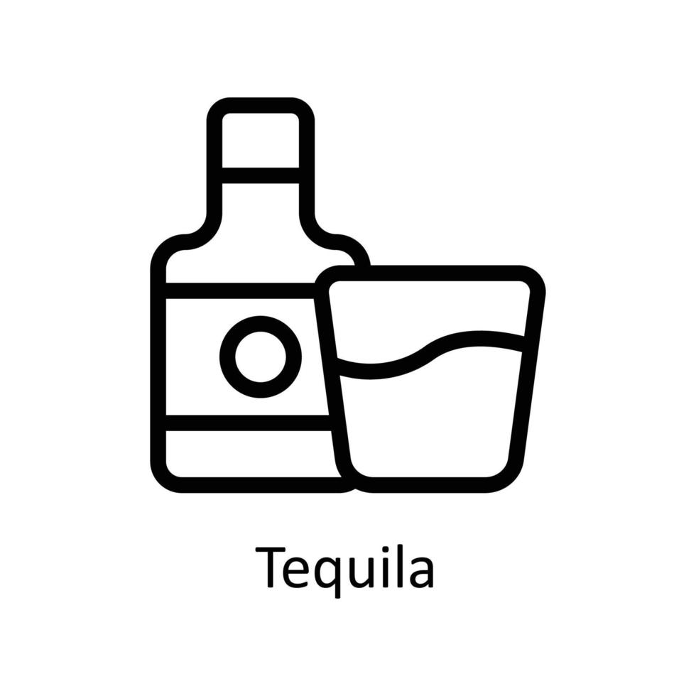 tequila vektor översikt ikoner. enkel stock illustration stock