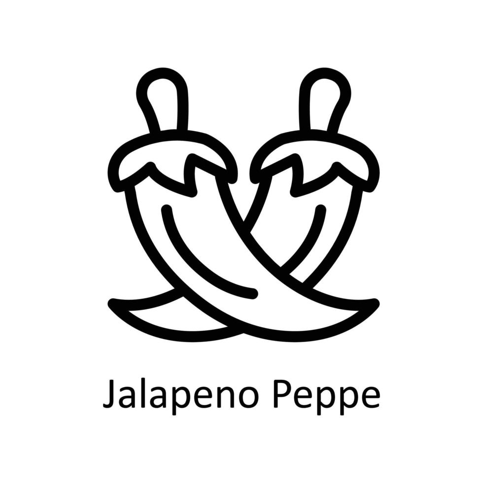 Jalapeno Pfeffer Vektor Gliederung Symbole. einfach Lager Illustration Lager