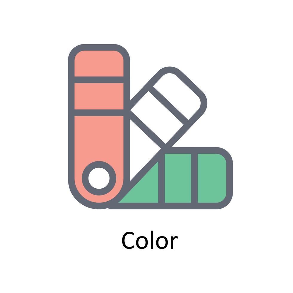 Färg vektor fylla översikt ikoner. enkel stock illustration stock