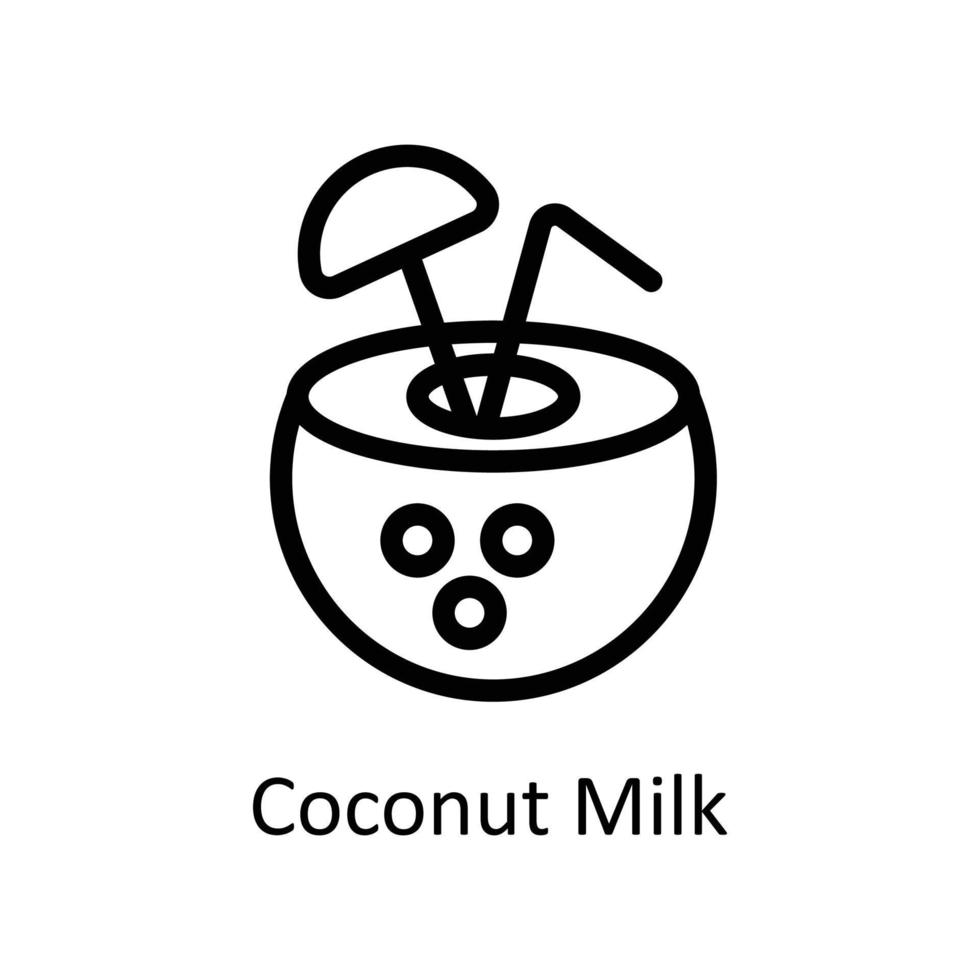 kokos mjölk vektor översikt ikoner. enkel stock illustration stock
