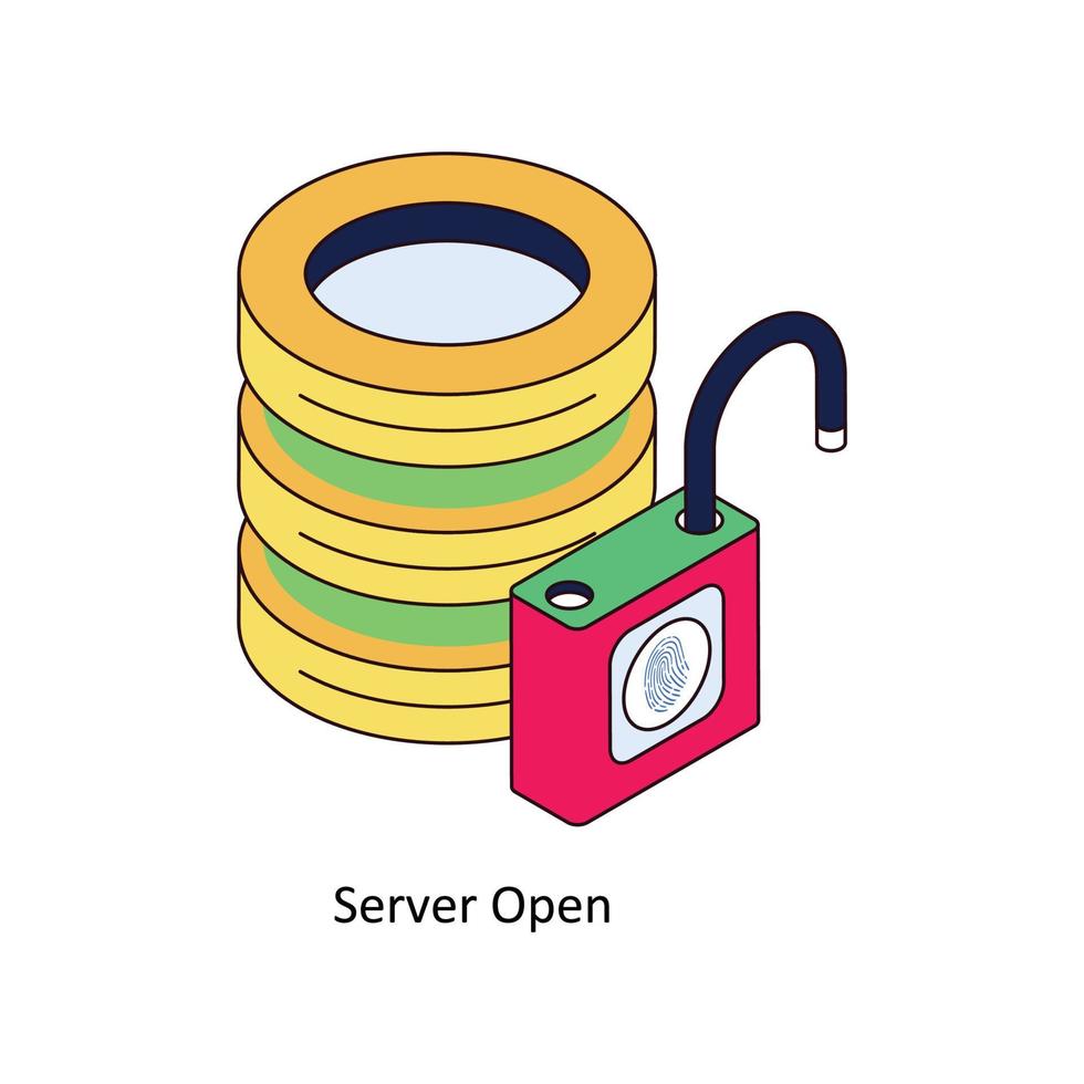 Server öffnen Vektor isometrisch Symbole. einfach Lager Illustration