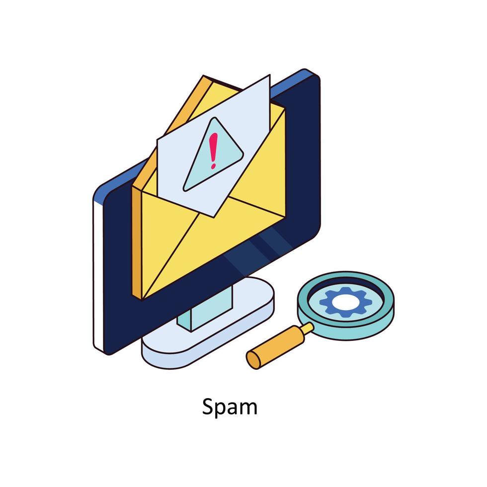 Spam Vektor isometrisch Symbole. einfach Lager Illustration