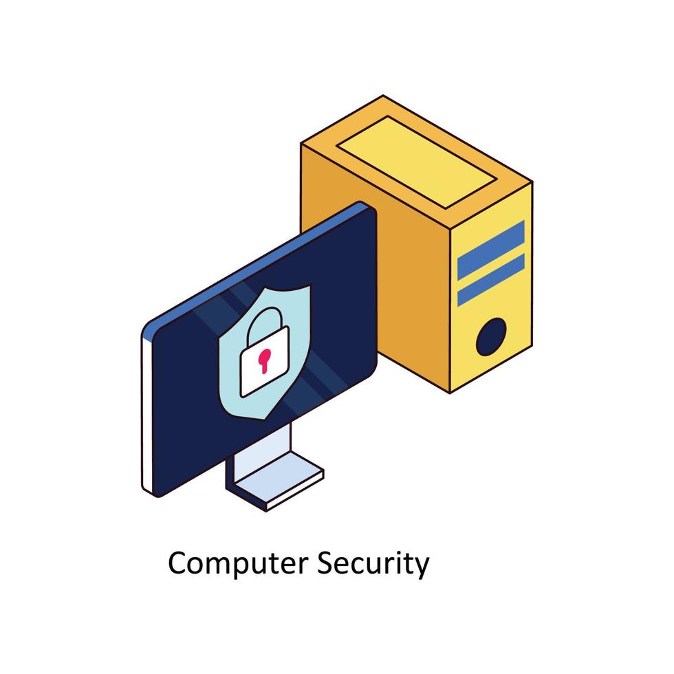 Computer Sicherheit Vektor isometrisch Symbole. einfach Lager Illustration