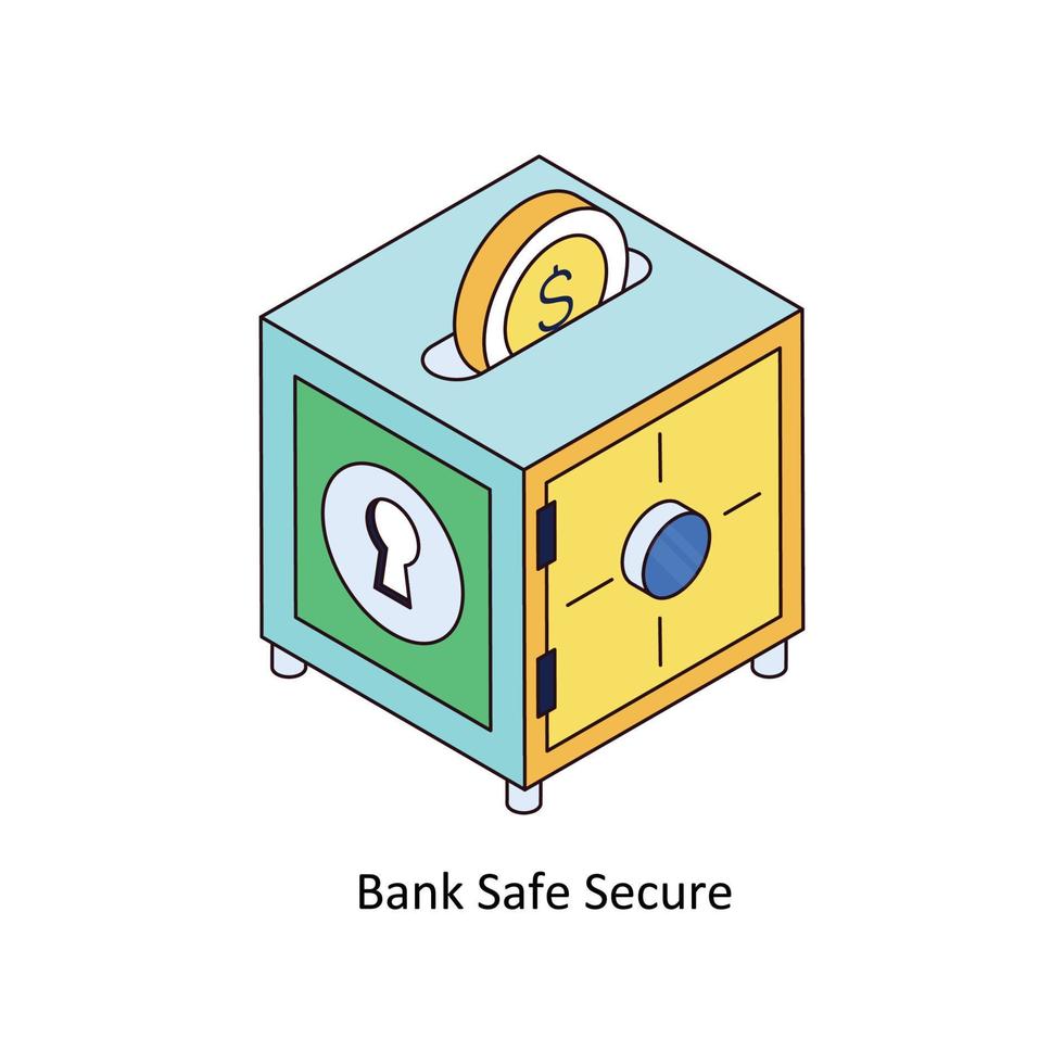 Bank sicher sichern Vektor isometrisch Symbole. einfach Lager Illustration