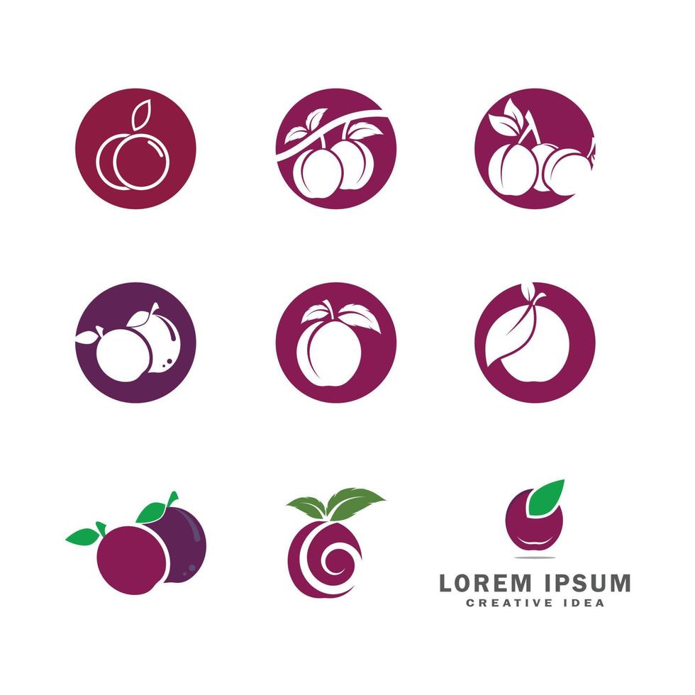 Pflaume-Logo-Vektor-Icon-Design-Vorlage vektor