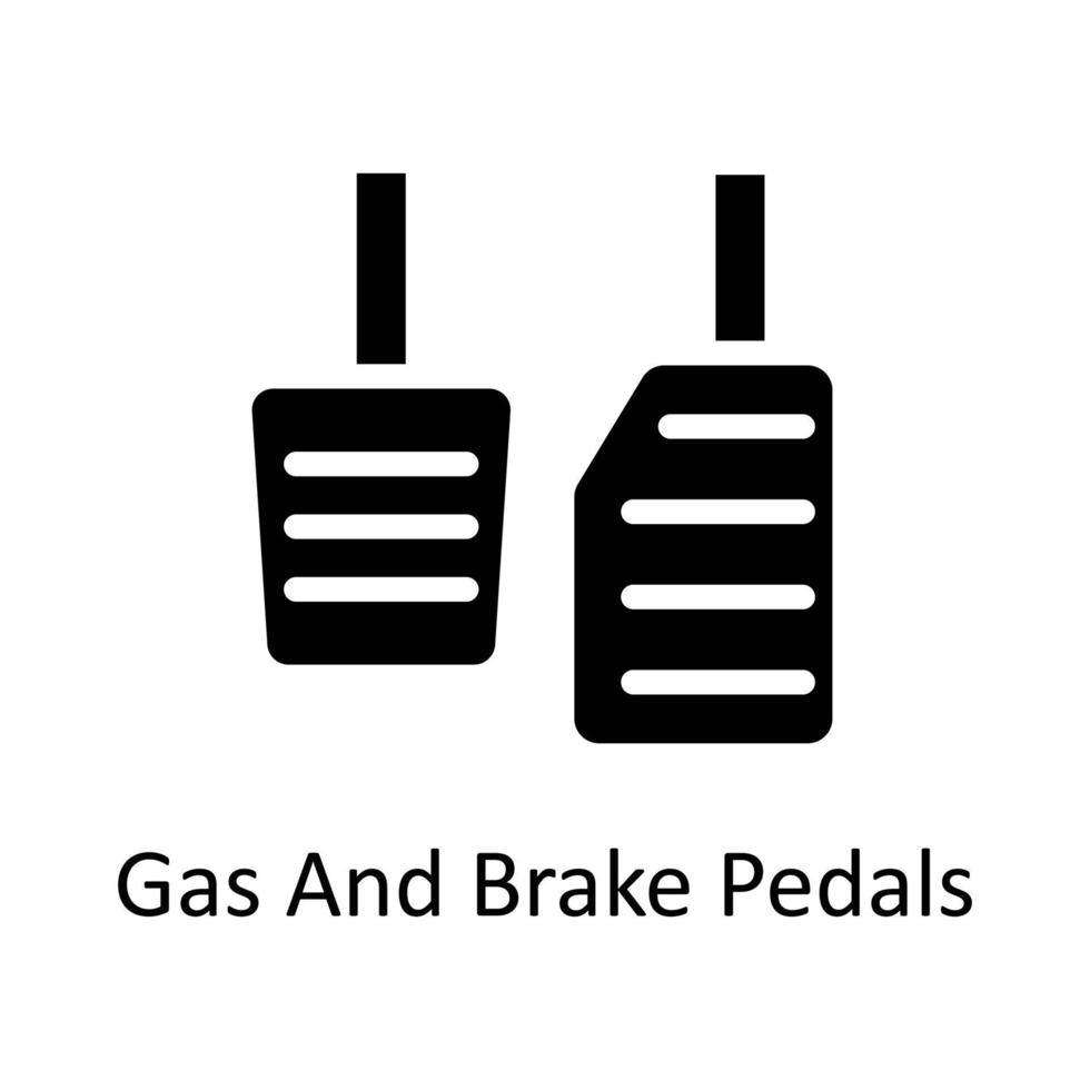 gas och broms pedaler vektor fast ikoner. enkel stock illustration stock