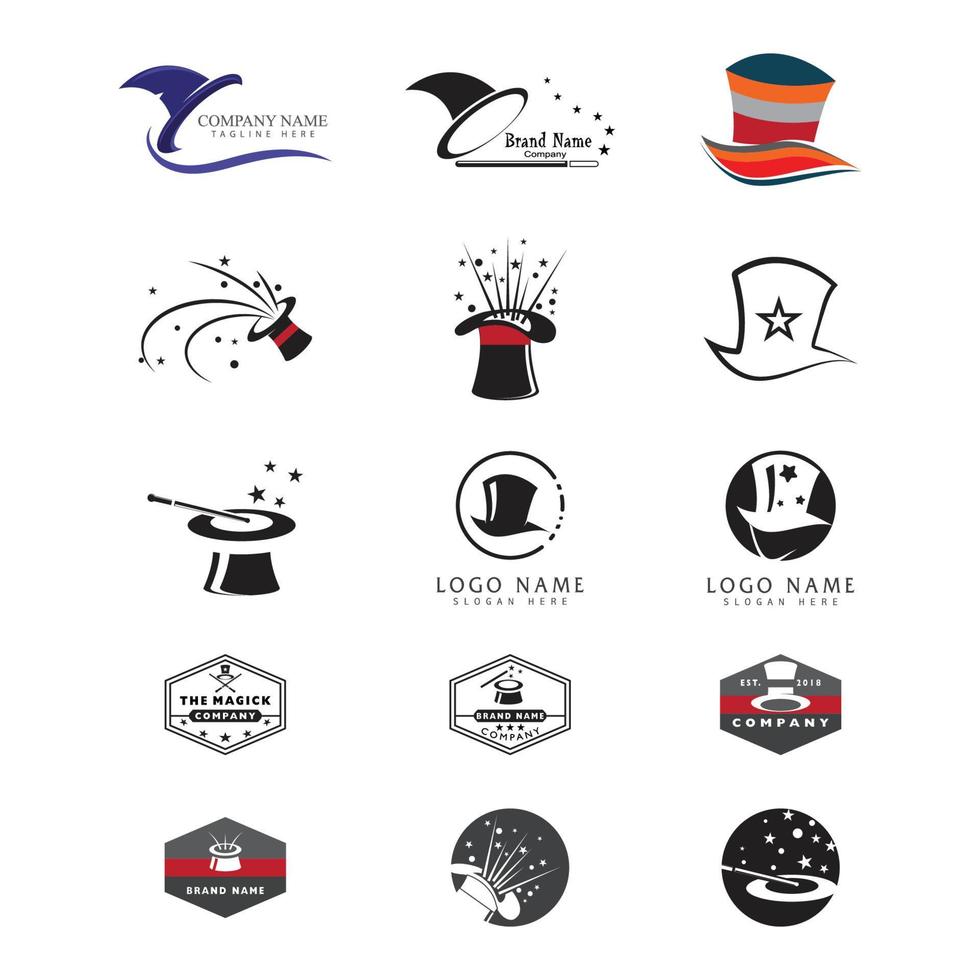 trollstav magisk hatt logotyp mall vektor symbol design