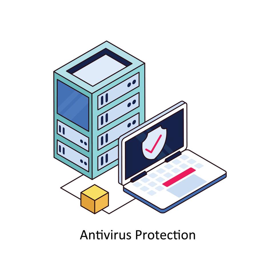 antivirus skydd vektor isometrisk ikoner. enkel stock illustration