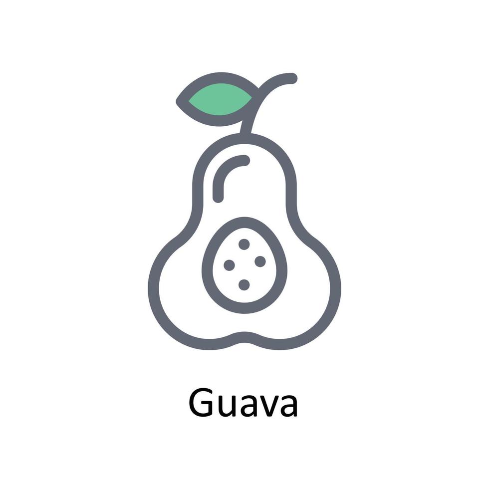 Guave Vektor füllen Gliederung Symbole. einfach Lager Illustration Lager