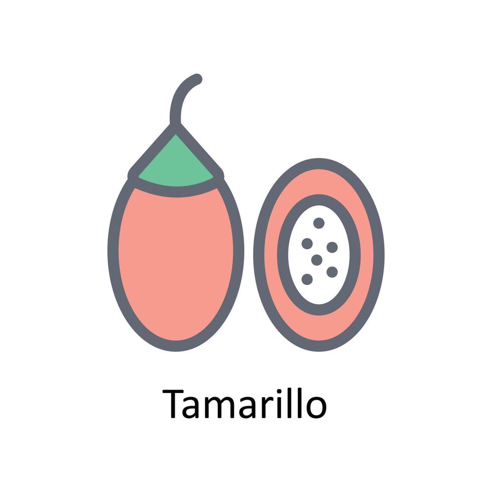 tamarillo vektor fylla översikt ikoner. enkel stock illustration stock