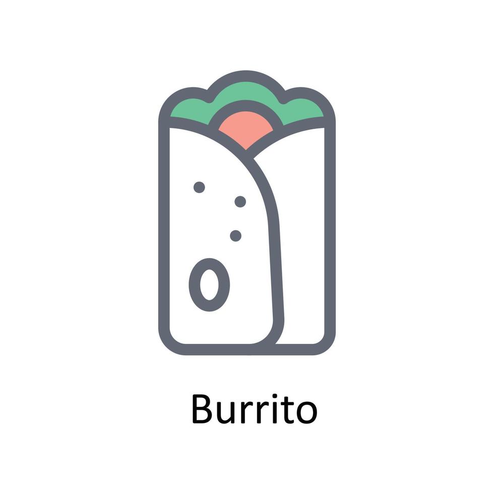 Burrito Vektor füllen Gliederung Symbole. einfach Lager Illustration Lager