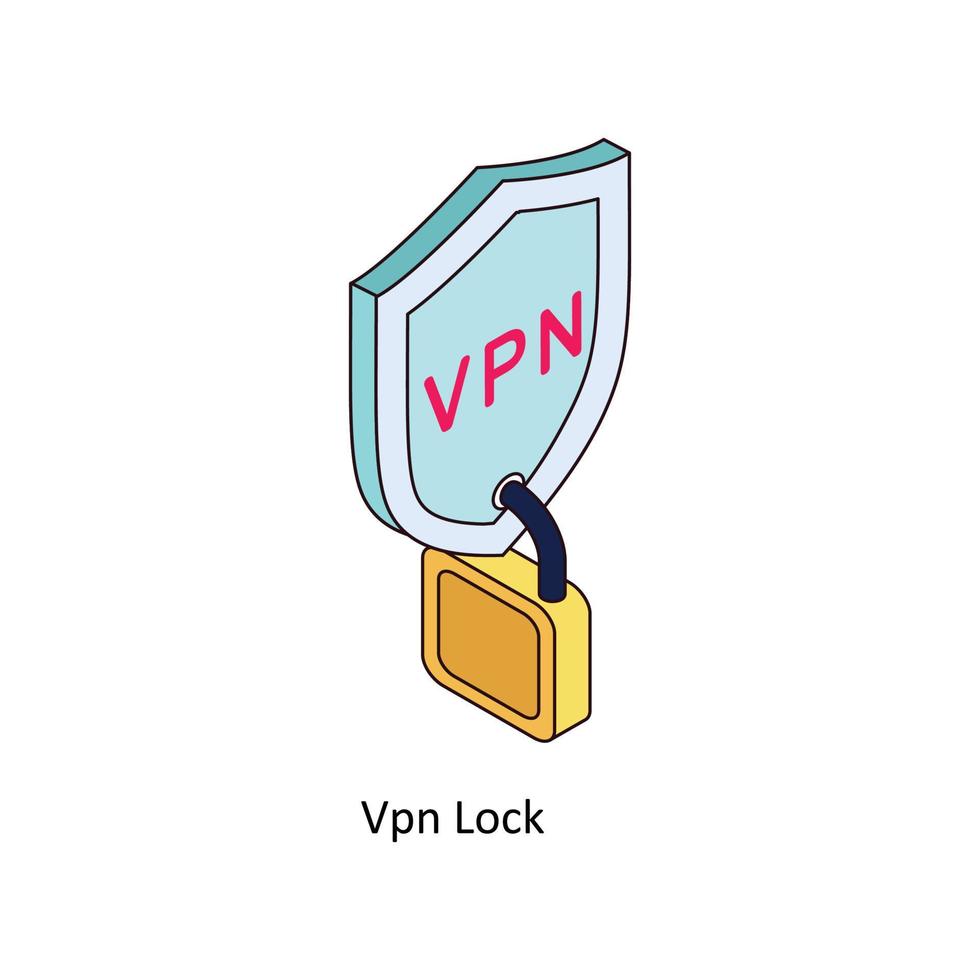 vpn låsa vektor isometrisk ikoner. enkel stock illustration