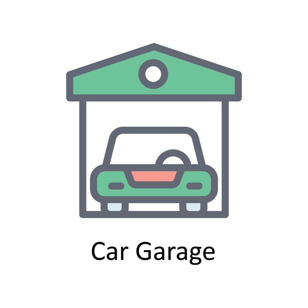 Auto Garage Vektor füllen Gliederung Symbole. einfach Lager Illustration Lager