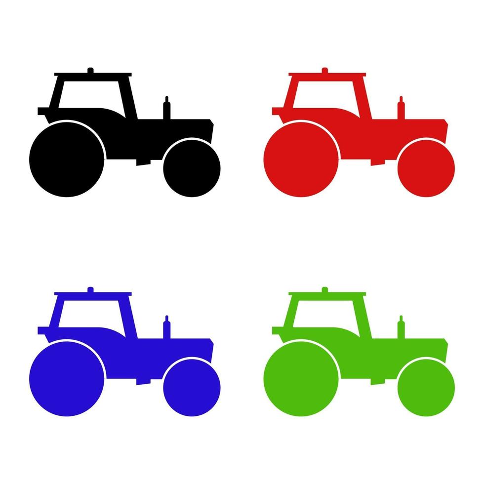 Satz Traktor auf weißem Hintergrund vektor