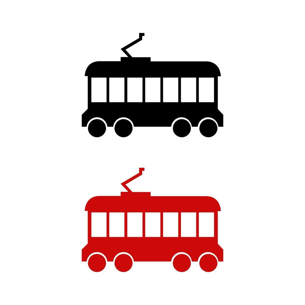 Straßenbahn auf weißem Hintergrund eingestellt vektor