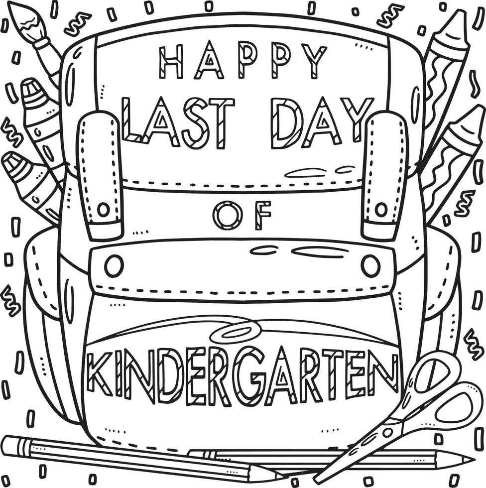glücklich zuletzt Tag von Kindergarten Färbung Seite vektor