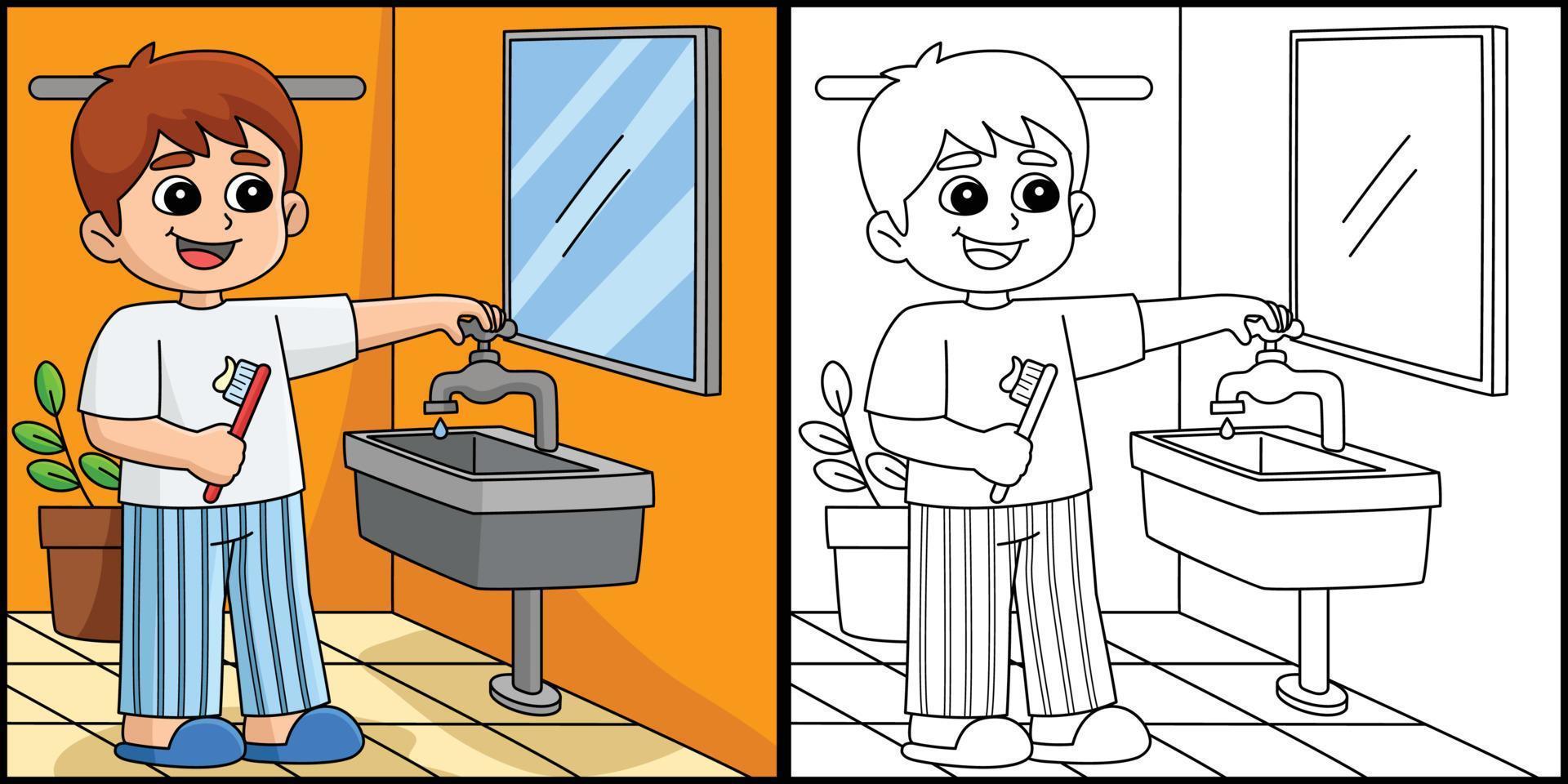 pojke bevarande vatten färg sida illustration vektor