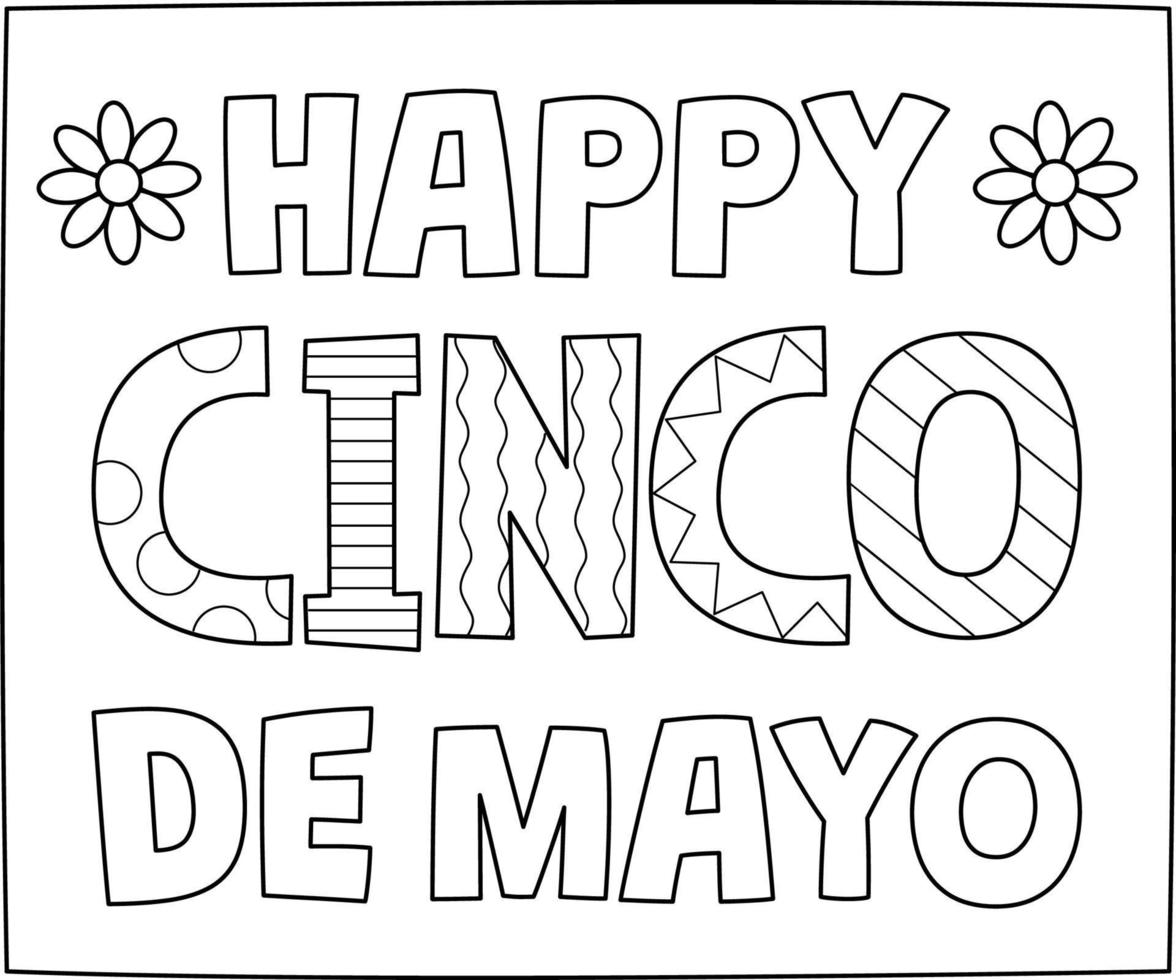 Lycklig cinco de mayo isolerat färg sida vektor