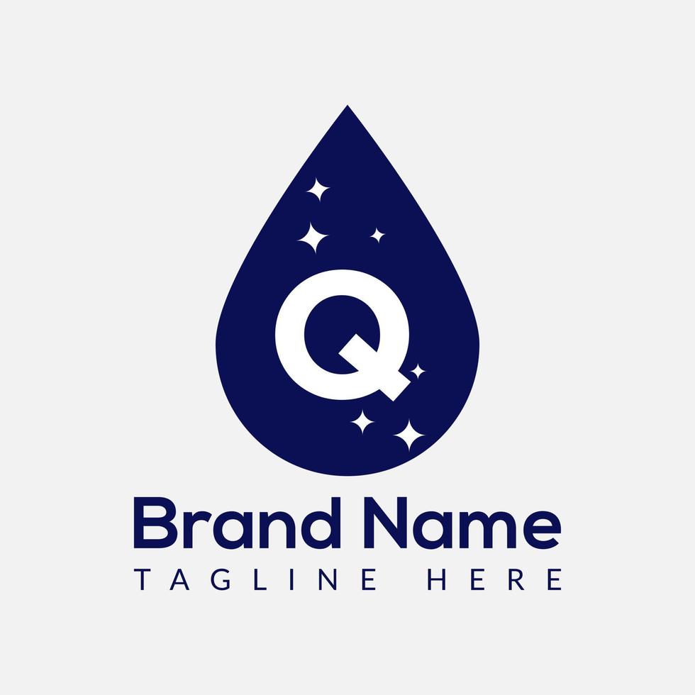 första brev q tvätta logotyp, släppa och tvätta kombination. släppa logotyp, tvätta, rena, färsk, vatten mall vektor