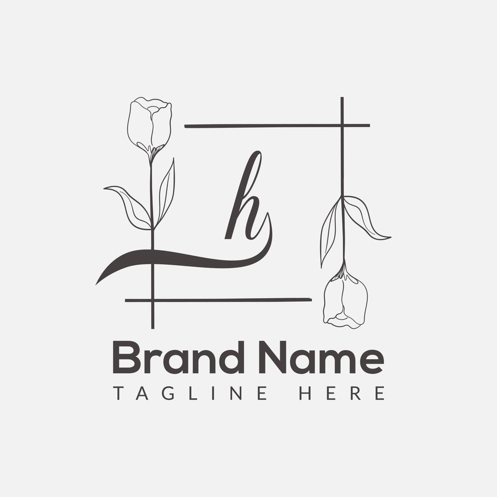 Prämie Brief h Logo Symbol Design. Luxus Schmuck Rahmen Juwel Kante Logotyp. Schönheit, Mode, Spa Symbol, Blumen- Logo Design vektor