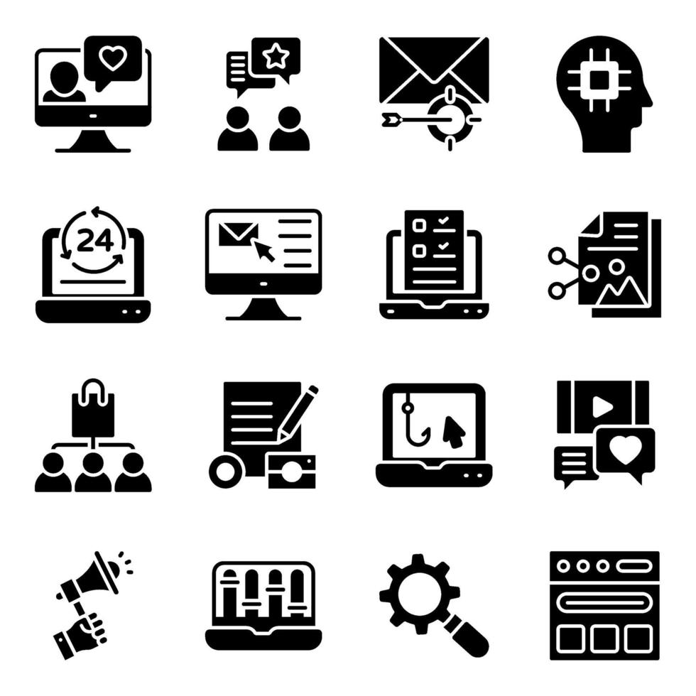 SEO und Media Solid Icons Pack vektor