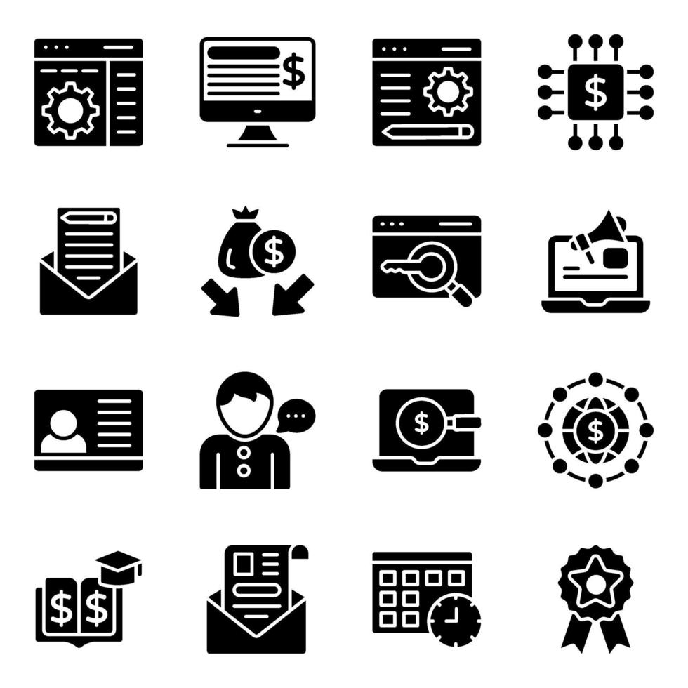 Business und SEO Solid Icons Pack vektor