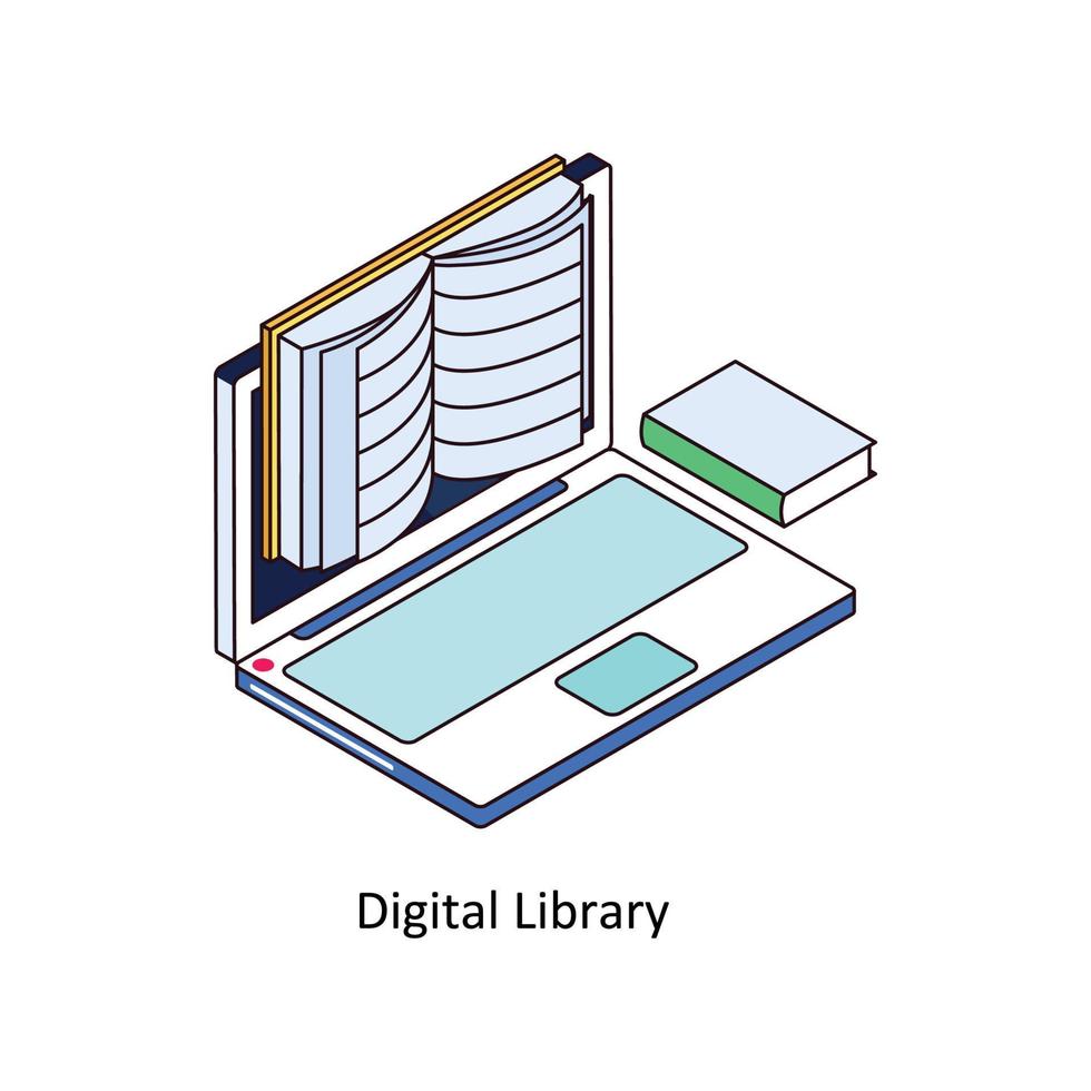 Digital Bibliothek Vektor isometrisch Symbole. einfach Lager Illustration Lager