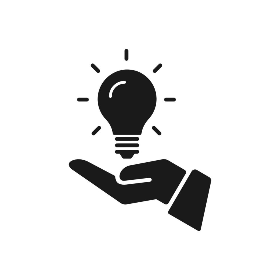 Hand Symbol mit Lampe Licht Birne . Idee Symbol. editierbar Farbe. einfach Illustration Handy, Mobiltelefon Konzept App und Netz Design. Design Vorlage Vektor