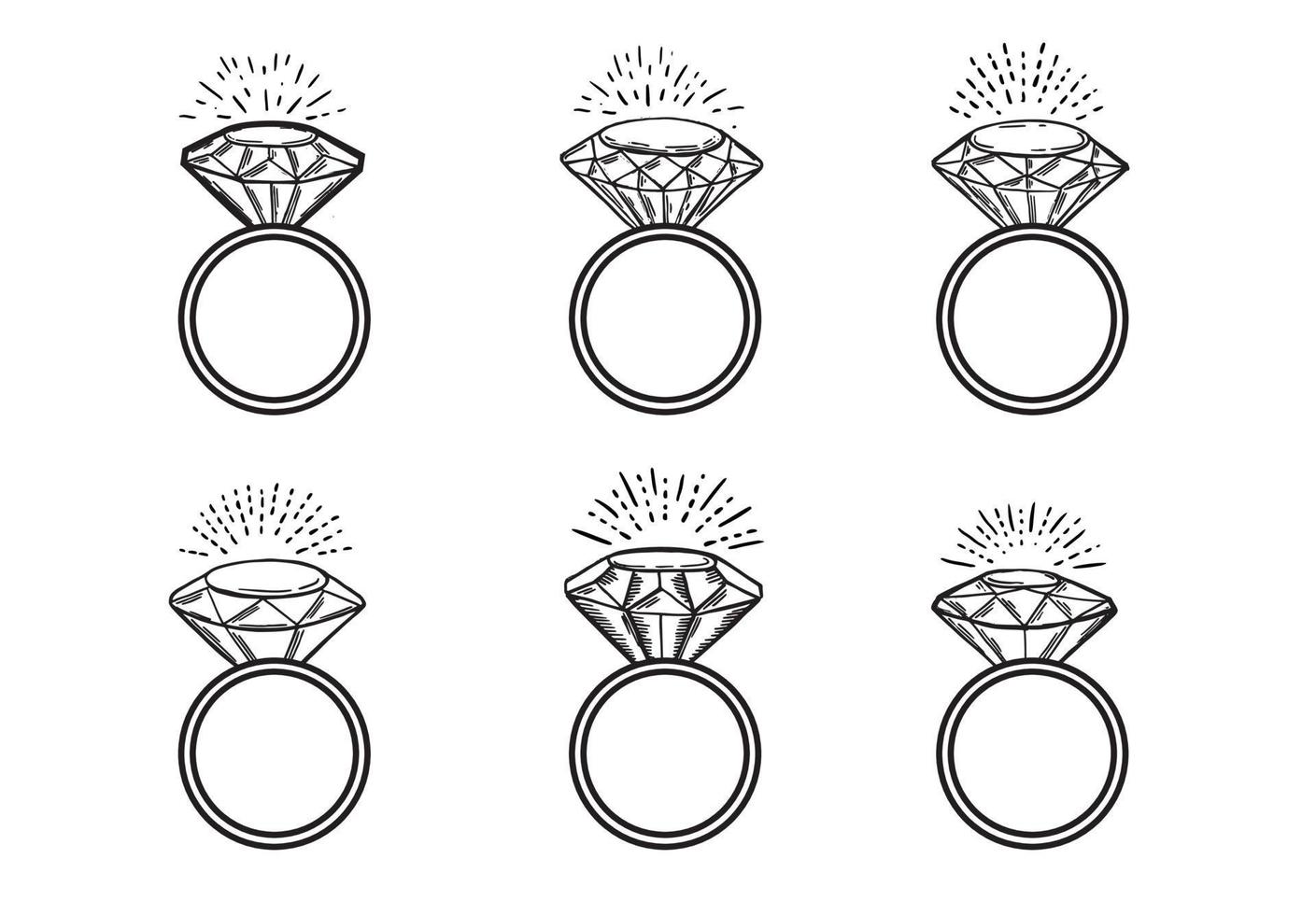 diamant ringar, hand dragen stil, vektor illustration.