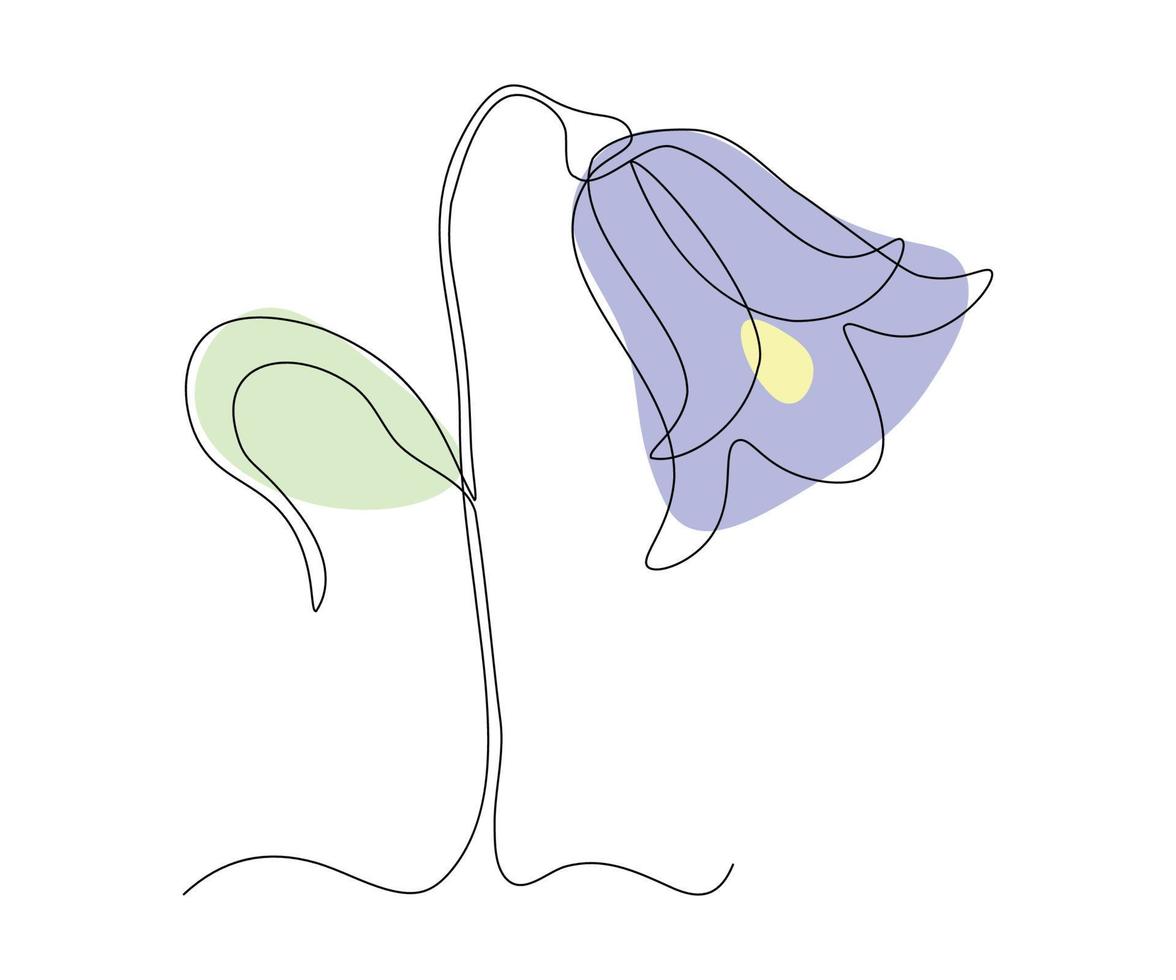abstrakt Glocke Blume kontinuierlich auf Linie Zeichnung vektor