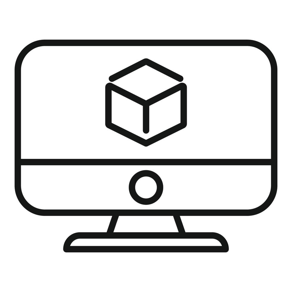 Computer Blockchain Symbol Gliederung Vektor. Digital Währung vektor