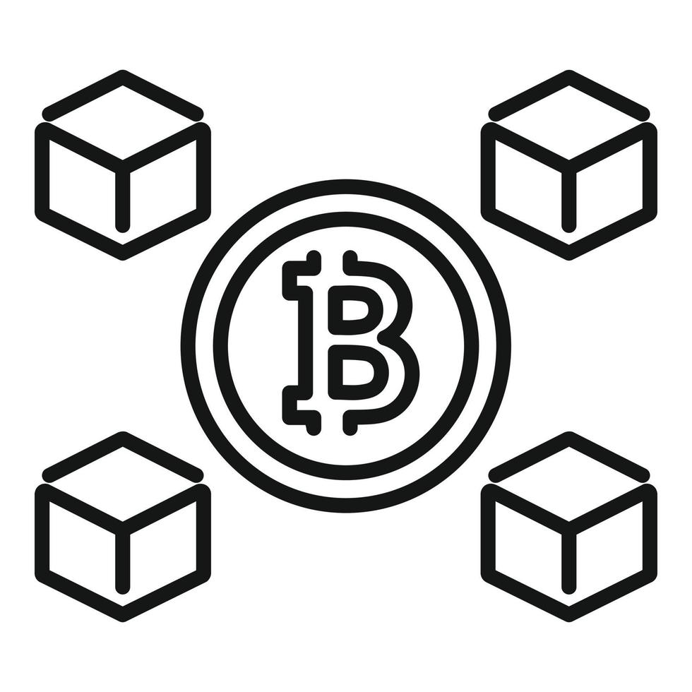 digital bitcoin ikon översikt vektor. kedja blockera vektor