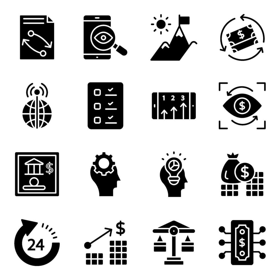 Business und Fintech Solid Icons Pack vektor
