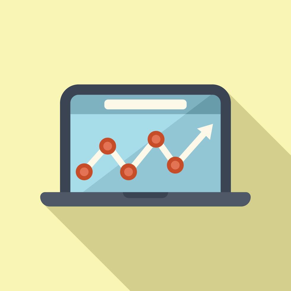 Laptop Daten Diagramm Symbol eben Vektor. Geschäft Forschung vektor