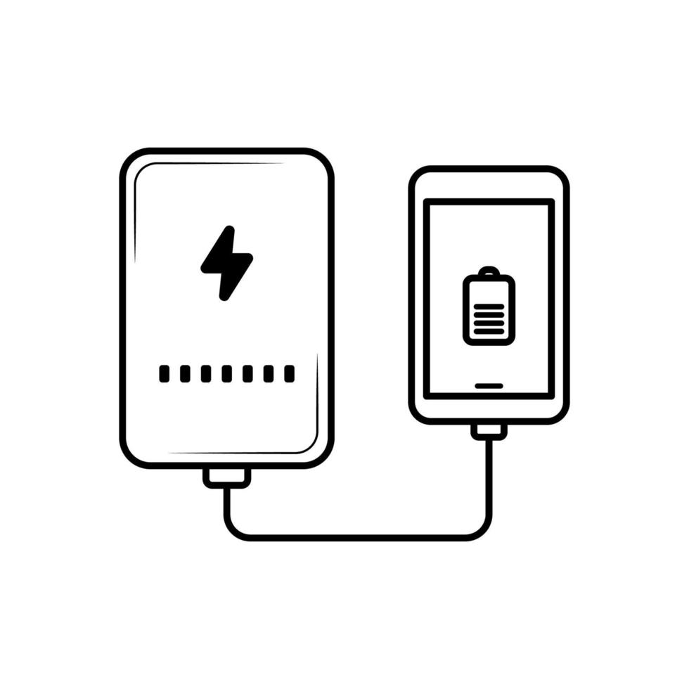 Leistung Bank mit Smartphone Symbol im linear Stil vektor