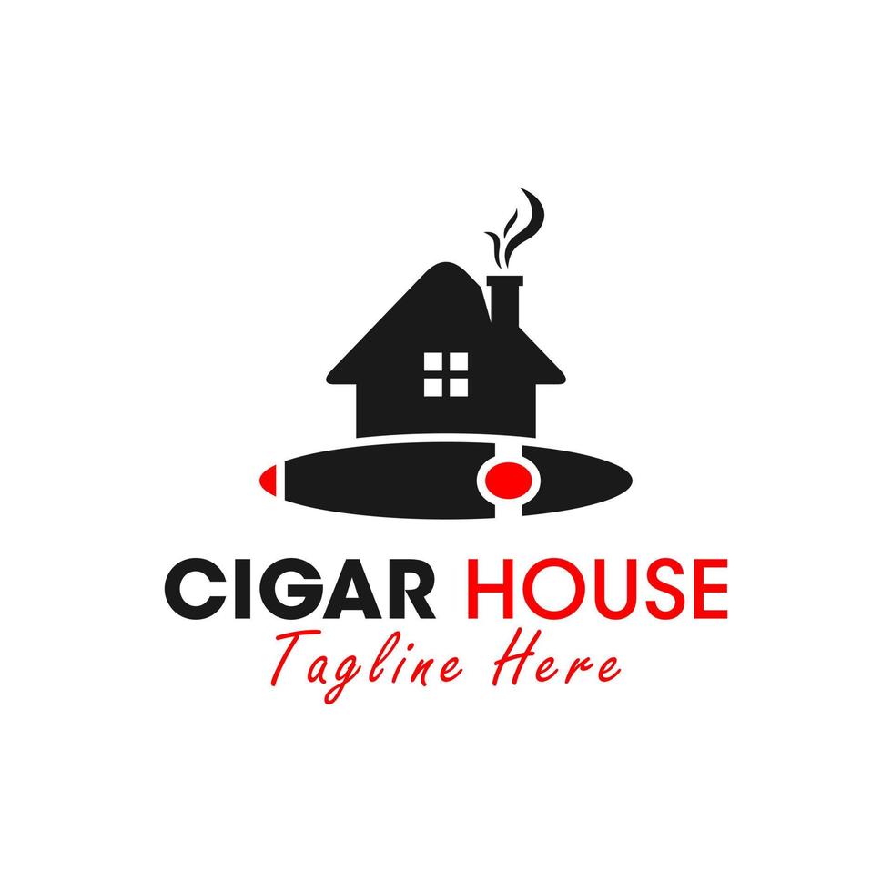 cigarr rökning hus vektor illustration logotyp